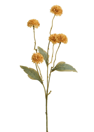 Tige de chrysanthèmes pompons artificiels – Jaune foncé
