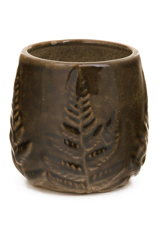 Cache-pot en céramique – Fougères brun foncé