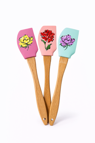 Ensemble de 3 spatules en silicone à motifs floraux