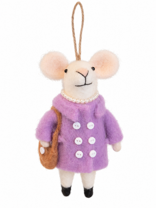 Souris décorative en feutre – Manteau lilas