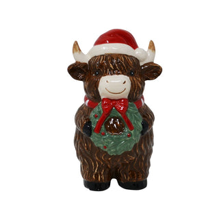 Vache Highland décorative de Noël - Couronne