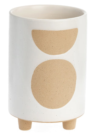 Cache-pot Turner sur pieds – Blanc et sable