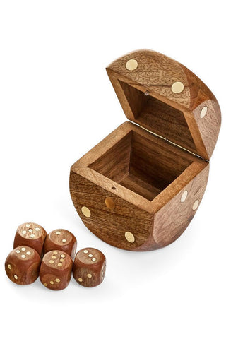 Jeu de dés décoratif en bois – Naturel et doré
