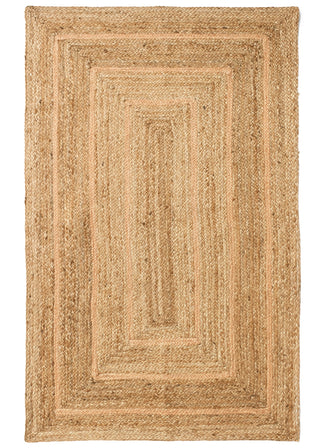 Tapis Gerda en jute tressée – Naturel et rose poudré
