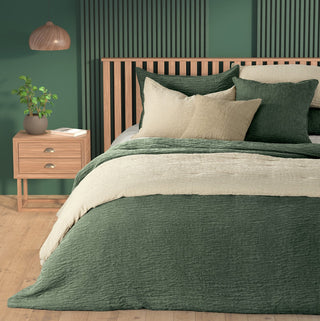 Housse de couette texturée vert Barbara