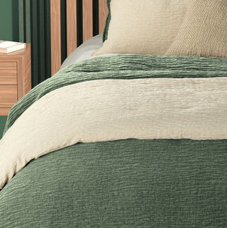 Housse de couette texturée vert Barbara