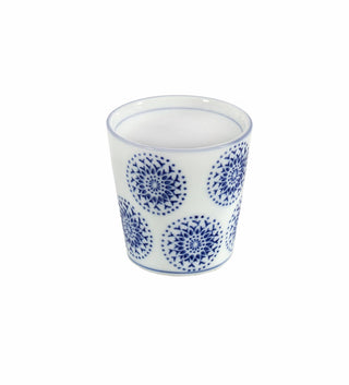 Vase en grès – blanc et bleu