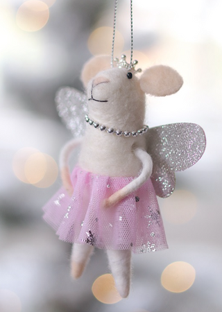 Souris décorative en feutre – Petite fée rose