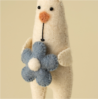 Ornement en feutre Blossom Bunny – bleu