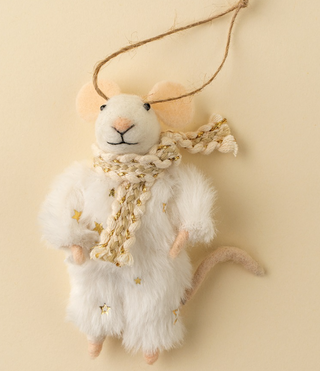 Souris décorative en feutre – Étoiles dorées