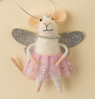 Souris décorative en feutre – Petite fée rose