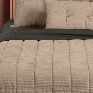 Courtepointe en velours côtelé taupe Corduroy