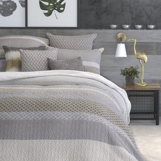 Housse de couette piquée moderne grise et taupe Ethan