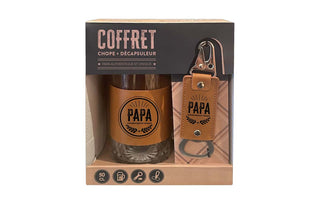 Coffret « Papa authentique et unique » – Chope & décapsuleur
