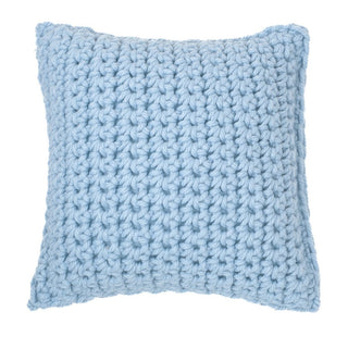Coussin en gros tricot bleu Gummy