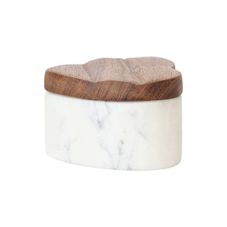 Boîte décorative en marbre avec couvercle en bois