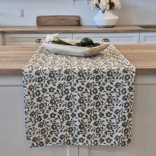 Nappe fleurie vert mousse Hortense