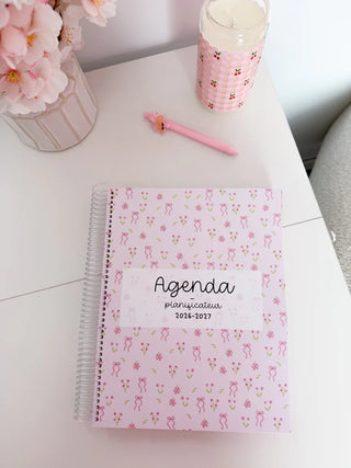 Agenda planificateur 2026-2027 – Boucles & fleurs roses