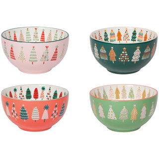 Ensemble de 4 bols de Noël – Sapins colorés