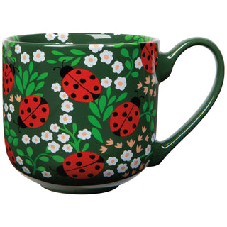 Tasse en grès – Coccinelles et fleurs