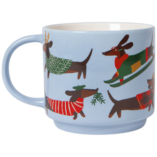 Ensemble tasse et bas de Noël – Teckels festifs