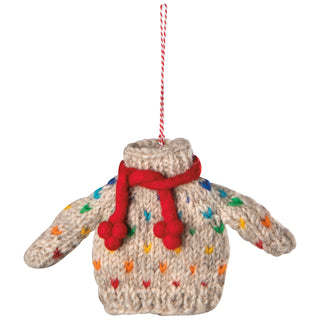 Ornement de Noël en laine – Chandail tricoté gris