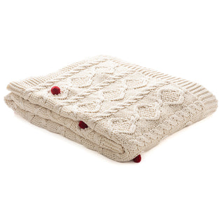 Jeté en tricot crème Bell