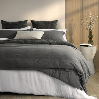 Housse de couette en lin gris charcoal Linen Stone Wash