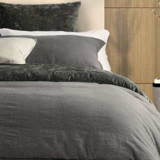 Housse de couette en lin gris charcoal Linen Stone Wash