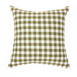 Coussin à carreaux vert foncé Manos