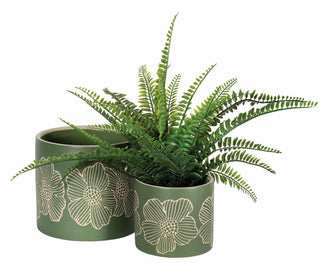 JARDINIÈRE – FLEURS IVOIRE SUR VERT