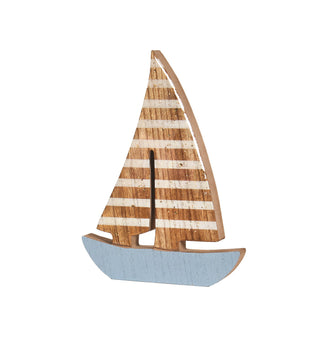 VOILIER DÉCORATIF – BOIS NATUREL RAYÉ