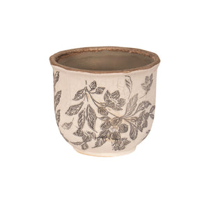 JARDINIÈRE – MOTIF FLORAL GRIS