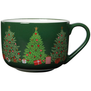 Grande tasse à café latte – Sapins de Noël festifs