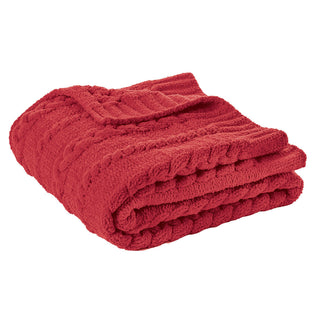 Jeté en chenille rouge Rouge