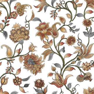 Nappe blanche fleurie terracotta Susan