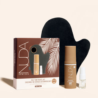 ENSEMBLE DE VOYAGE AUTOBRONZANTE-Mini BronzeFoam + Échantillon CloudMist + Gant