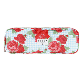 Pochette matelassée – Carreaux bleus et roses rouges
