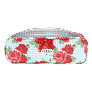 Pochette matelassée – Carreaux bleus et roses rouges