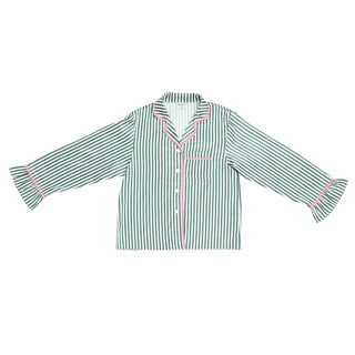 Pyjama long – Rayures ivoire et vertes