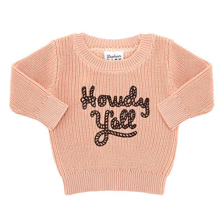 Chandail en tricot « Howdy Y’all » – Rose