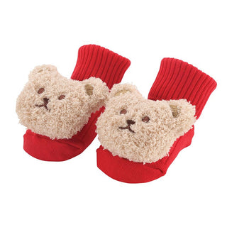Chaussettes rouges hochet - Ourson