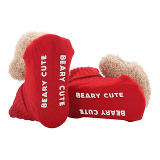 Chaussettes rouges hochet - Ourson