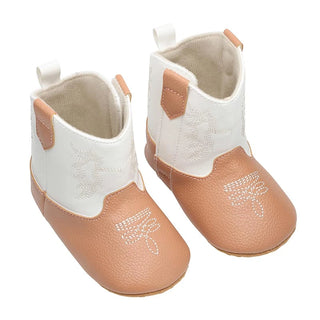 Bottes de cowboy pour bébé – Blanc & Tan