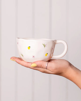 Tasse en céramique – Citrons et fleurs