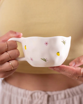Tasse en céramique – Citrons et fleurs