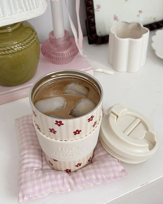 Tasse de voyage isotherme – Rayures florales