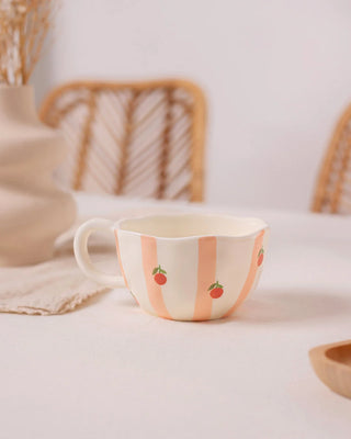 Tasse en céramique – Rayures et oranges