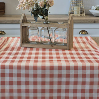 Nappe à carreaux corail et blanche Vichy
