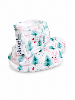 Pantoufles pour bébé – Motif lapins et sapins